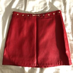 Red leather skirt